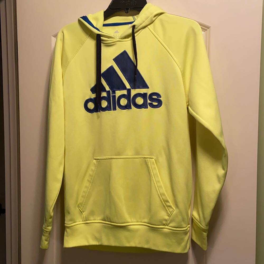 Neon yellow with navy blue lettering